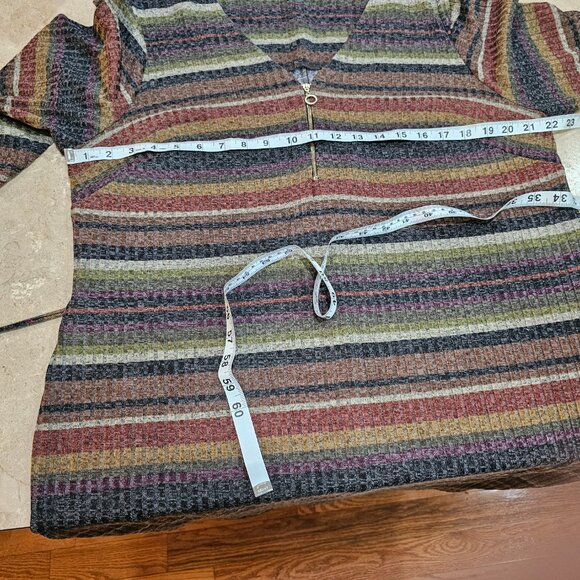 Women's Emma & Michele Striped Sweater Dress Front Zipper 3/4 Sleeve Size 1X - Picture 3 of 6